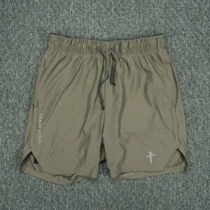 Three Nails Shorts Mens Small Green Zip Pocket Athletic Running Training